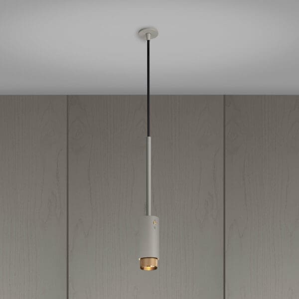 1. Exhaust Pendant Stone Brass Lit