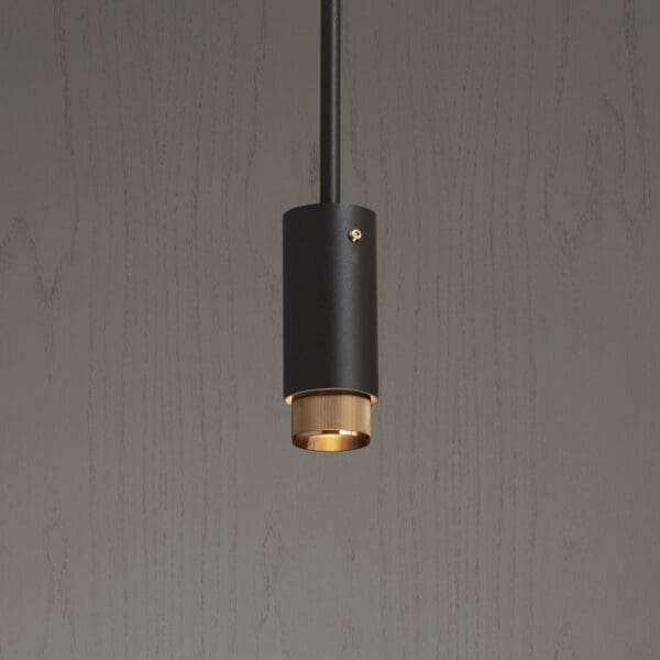 2. Exhaust Pendant Graphite Brass Lit Detail 1