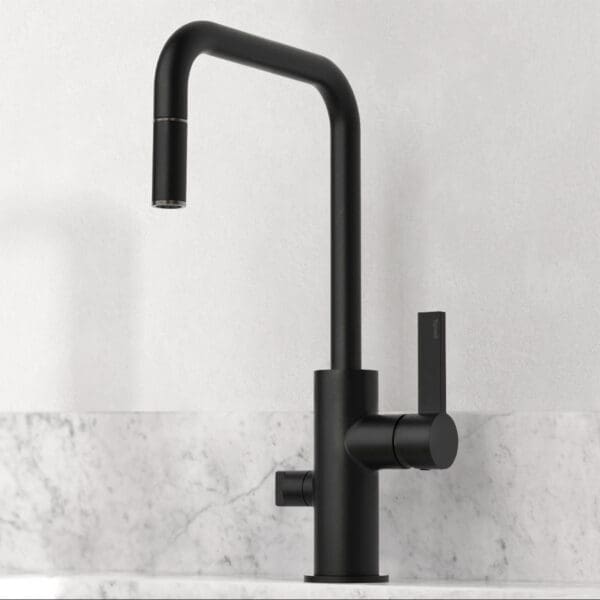 tapwell koksblandare arm887 mattsvart brushed black chrome 9421087 marmor carrara