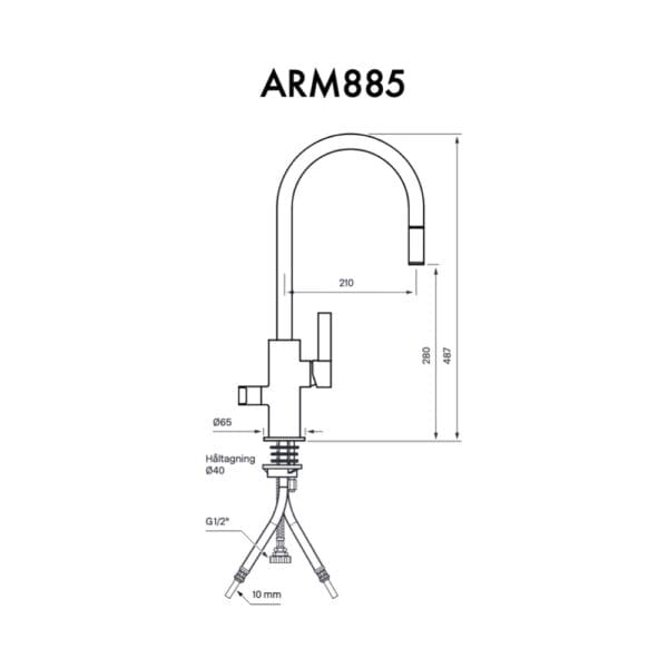 Tapwell köksblandare arm885 dimensioner mått
