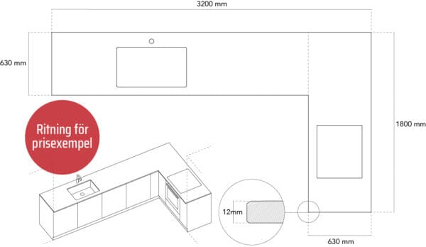 Ritning exempelkok stenskiva 12mm Ritning exempelkok stenskiva 12mm