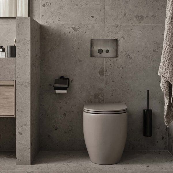 Tapwell Spolknapp DUO112 Toalettborste TA220 Toalettpappershallare TA236 Brushed Black Chrome